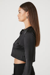 Satin Feather Crop Top | Forever 21 Womens