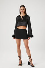 Satin Feather Crop Top | Forever 21 Womens