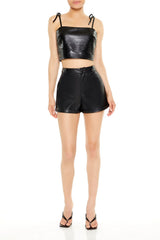 Eyelet Faux Leather Cropped Cami | Forever 21 Womens