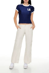 Smocked Ringer LA Cropped Tee | Forever 21 Womens