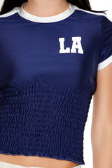 Smocked Ringer LA Cropped Tee | Forever 21 Womens