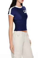 Smocked Ringer LA Cropped Tee | Forever 21 Womens