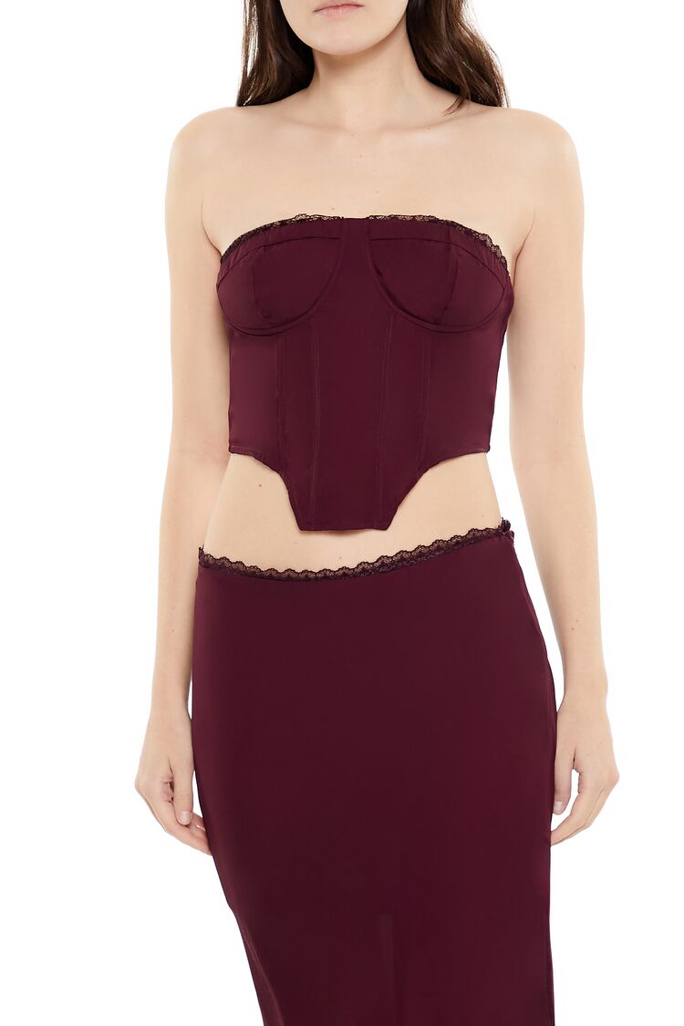 Lace-Trim Bustier Tube Crop Top | Forever 21 Womens