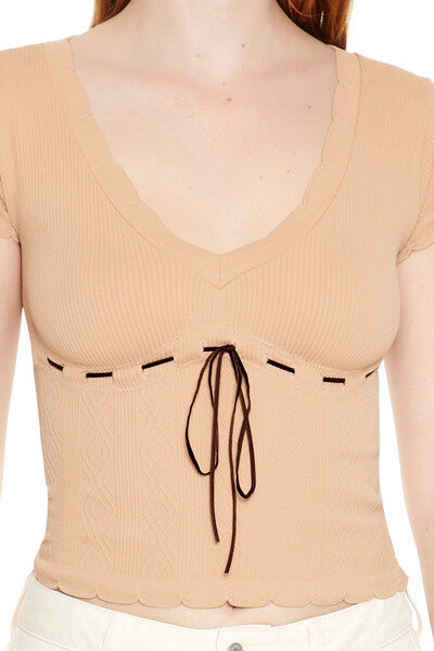 Seamless Ribbon-Trim Cropped Tee | Forever 21 Womens