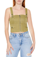 Denim Zip-Up Crop Top | Forever 21 Womens