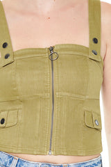 Denim Zip-Up Crop Top | Forever 21 Womens