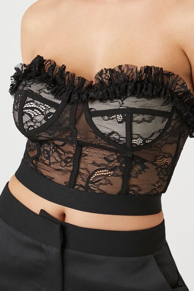 Lace Ruffle-Trim Bustier | Forever 21 Womens