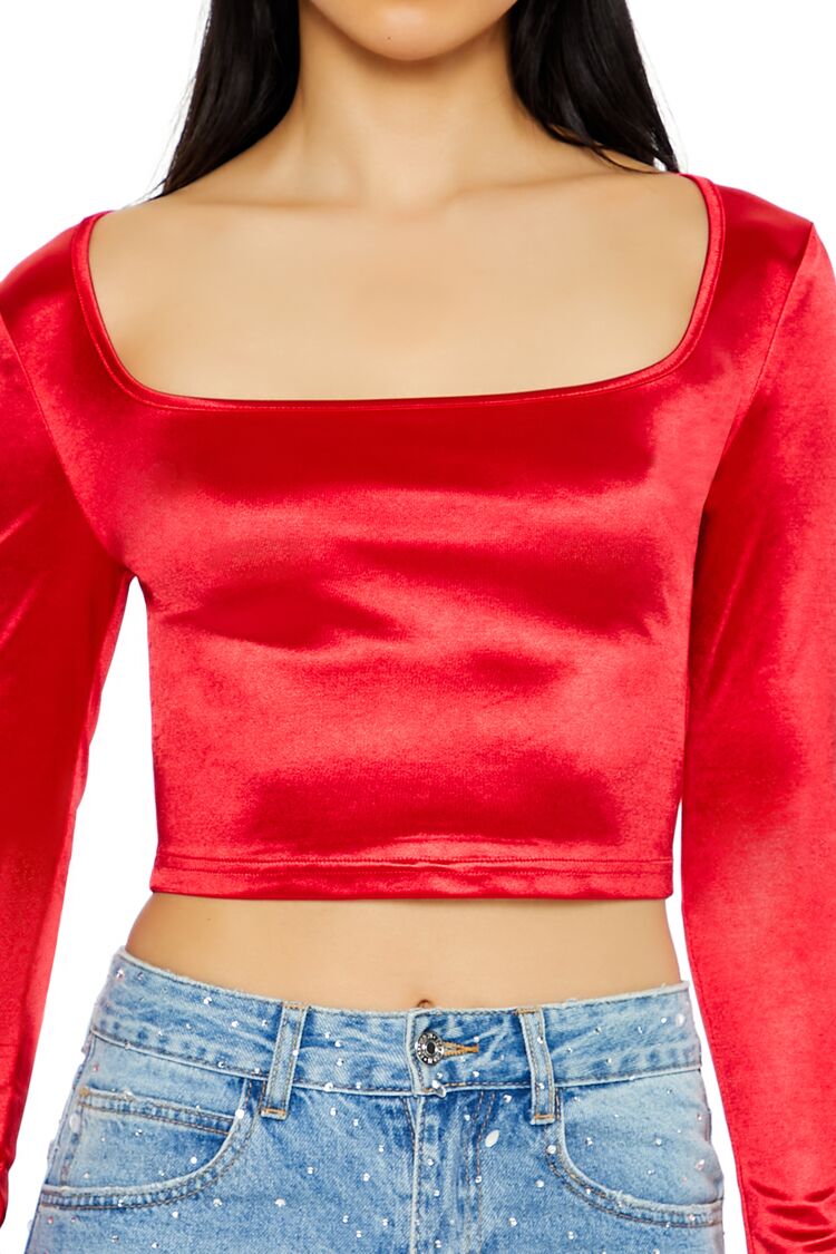 Satin Square-Cut Crop Top | Forever 21 Womens
