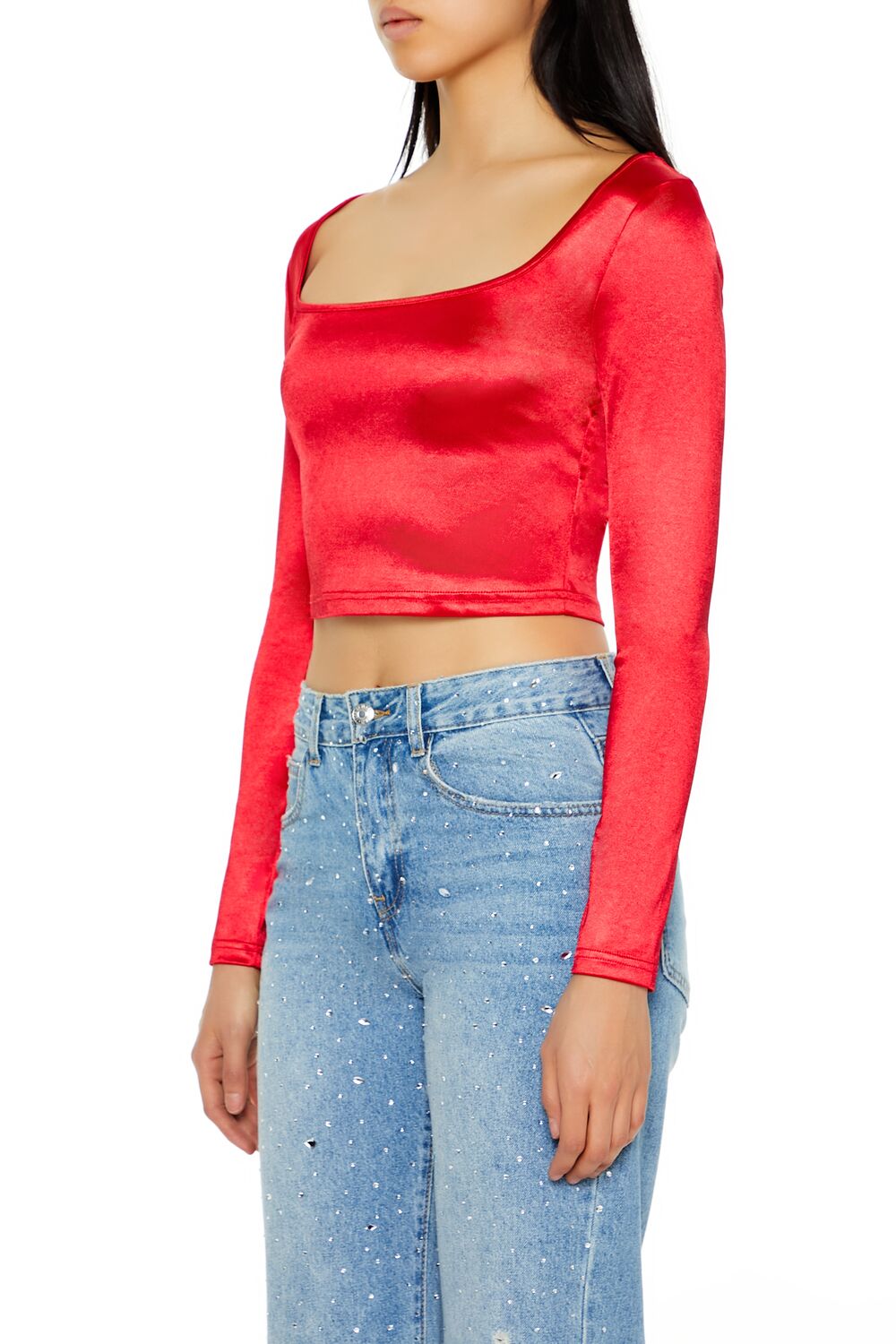 Satin Square-Cut Crop Top | Forever 21 Womens