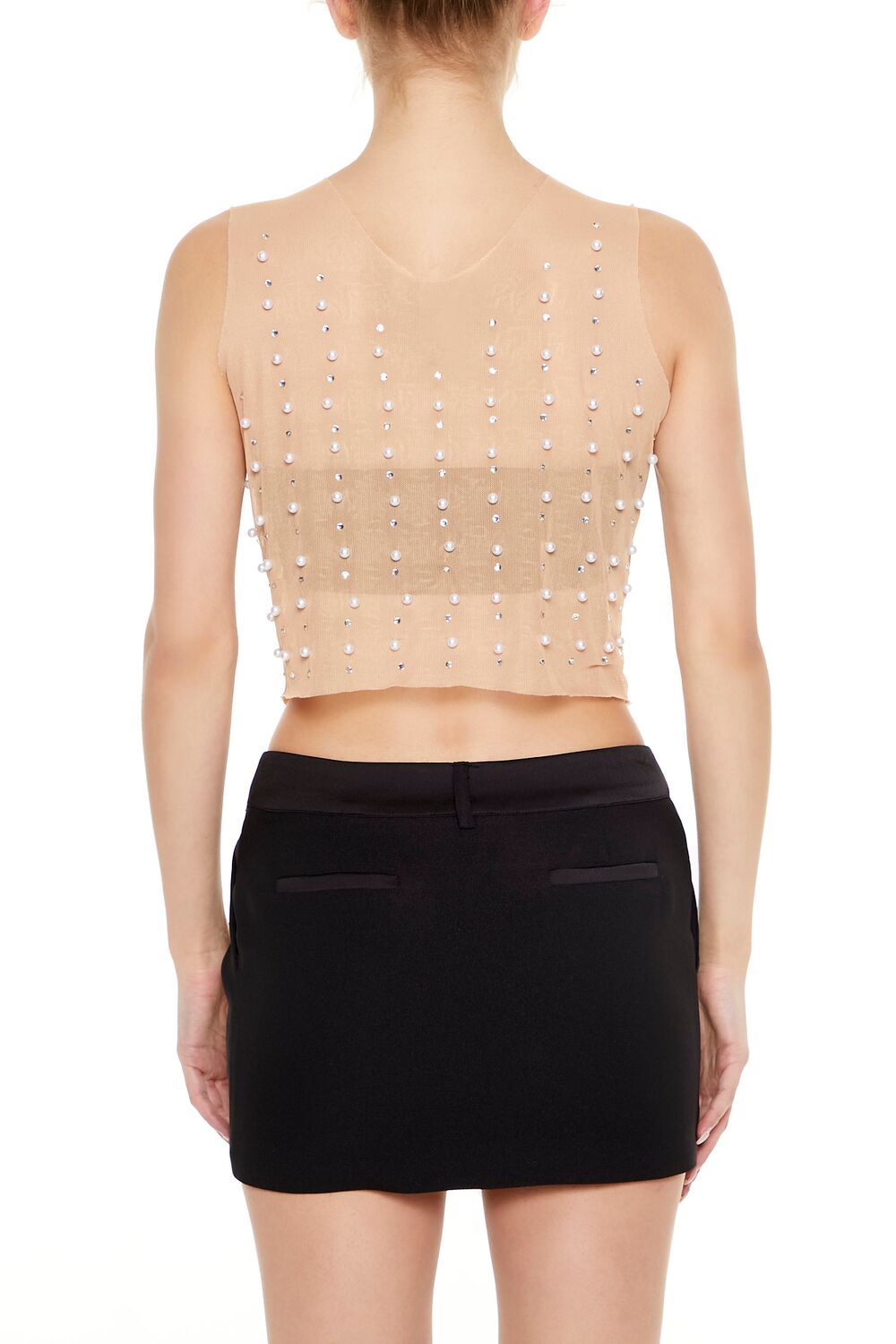 Mesh Faux Pearl Crop Top | Forever 21 Womens