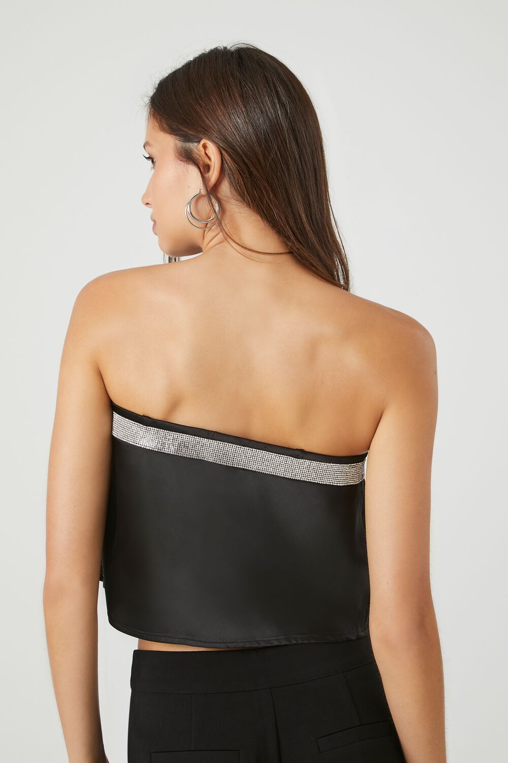 Rhinestone Strapless Crop Top | Forever 21 Womens