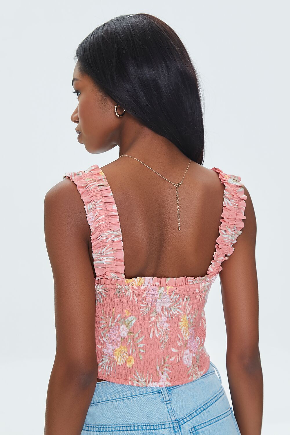 Tropical Leaf Smocked Crop Top | Forever 21 Womens