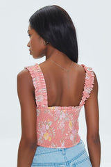 Tropical Leaf Smocked Crop Top | Forever 21 Womens