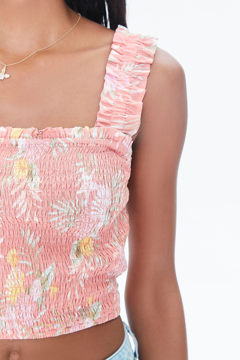 Tropical Leaf Smocked Crop Top | Forever 21 Womens