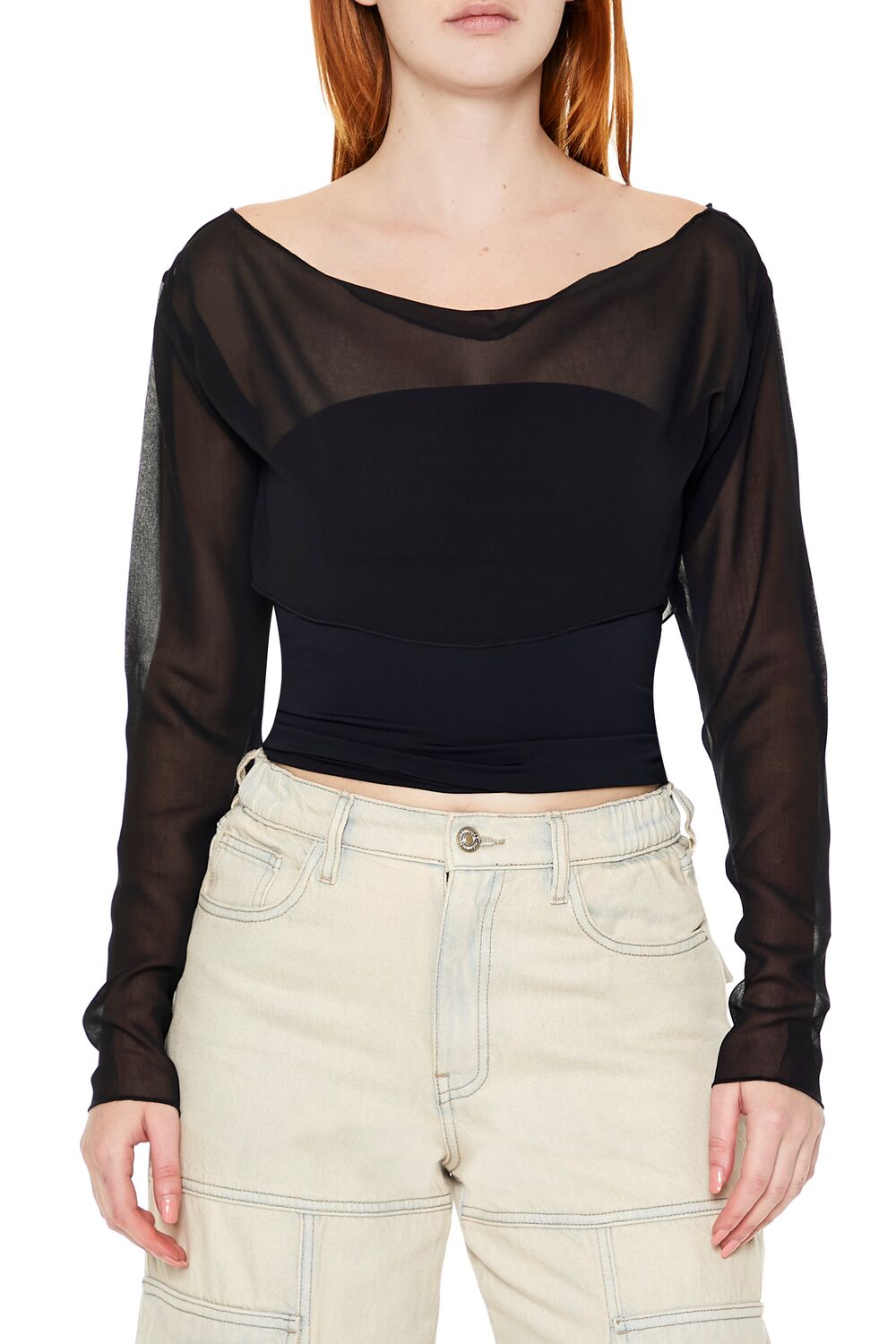 Sheer Chiffon Crop Top | Forever 21 Womens