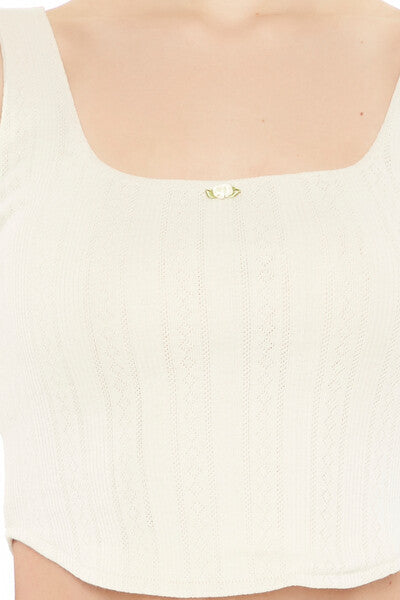 Rosette Pointelle Knit Crop Top | Forever 21 Womens