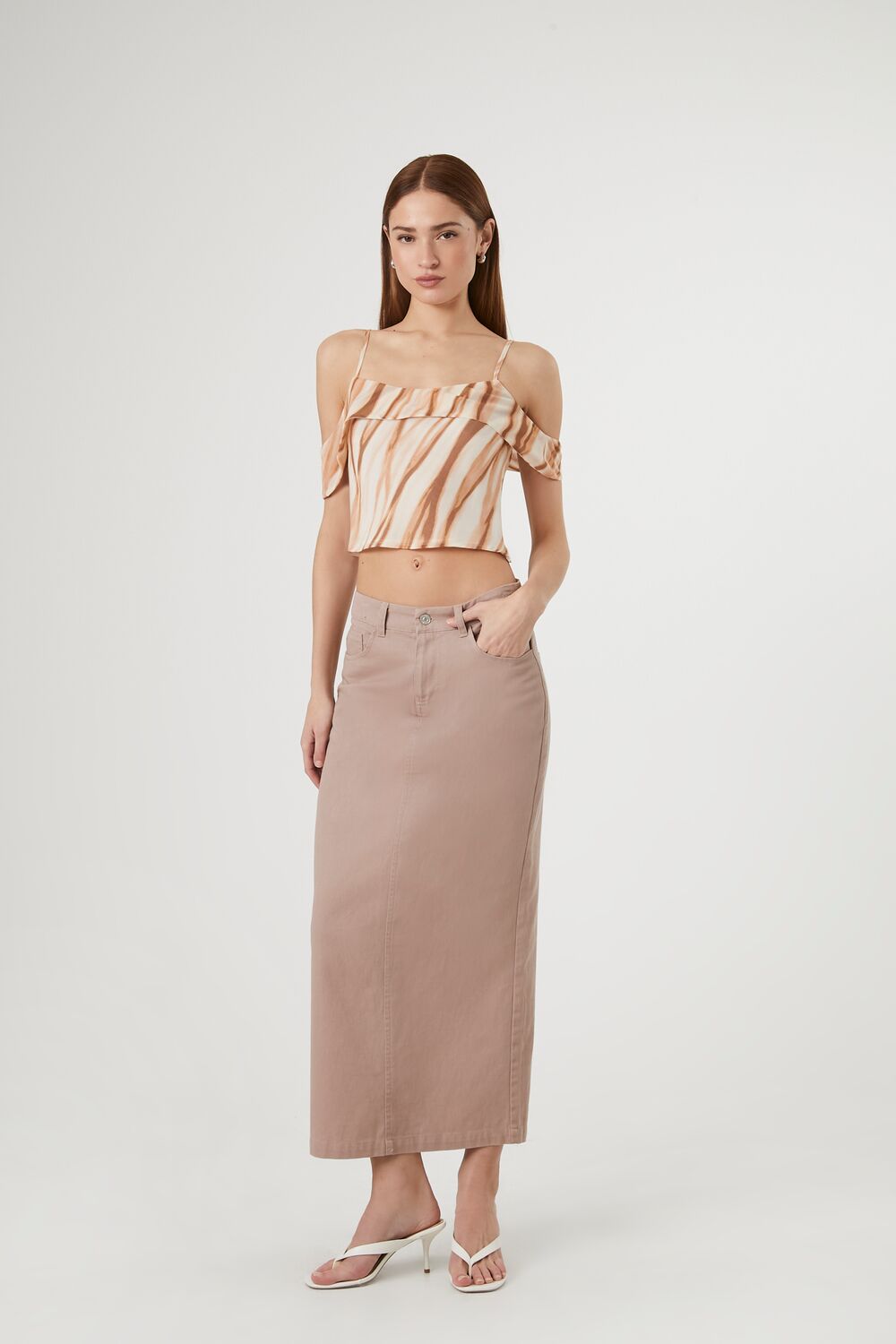 Marble Print Open-Shoulder Top | Forever 21 Womens