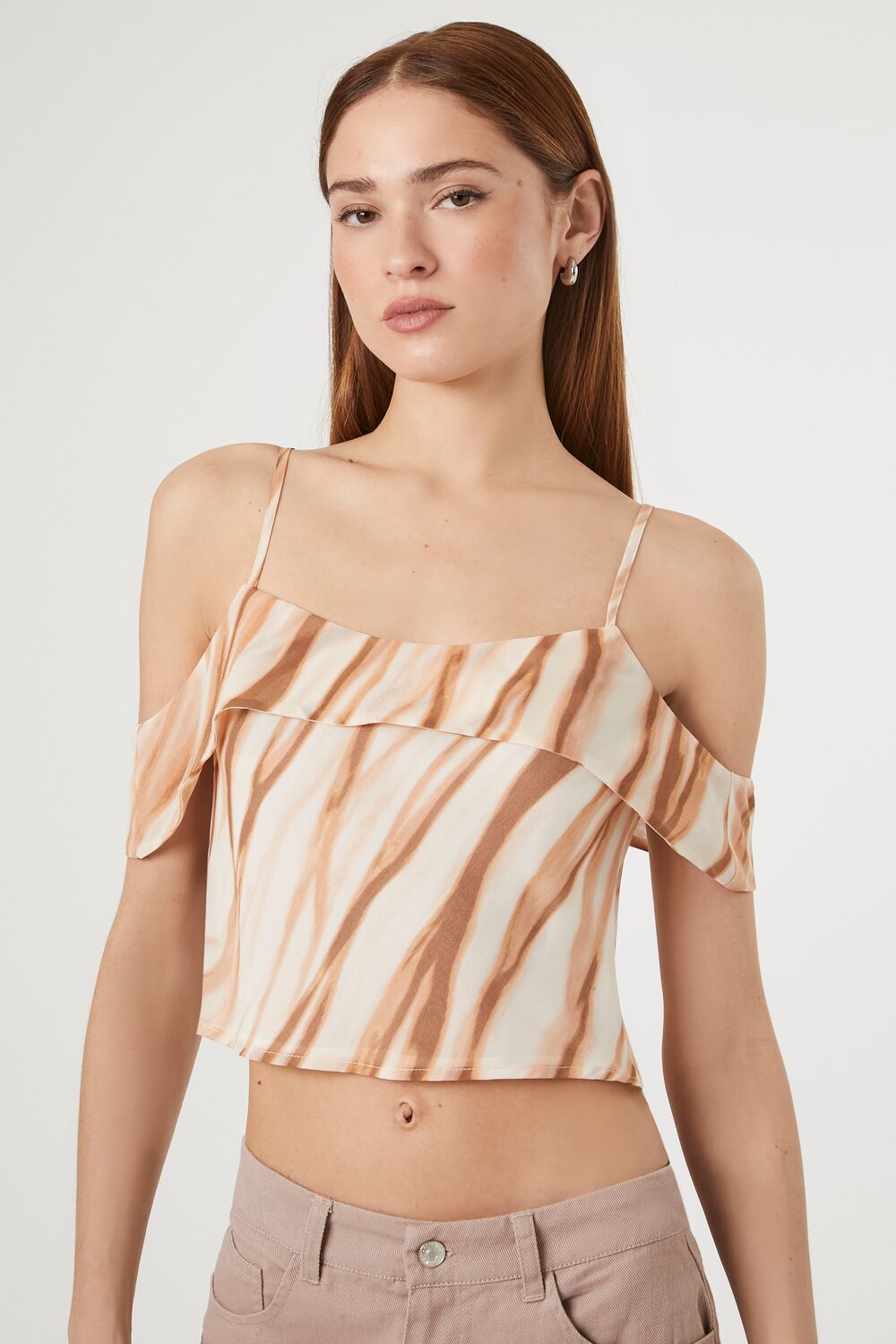 Marble Print Open-Shoulder Top | Forever 21 Womens