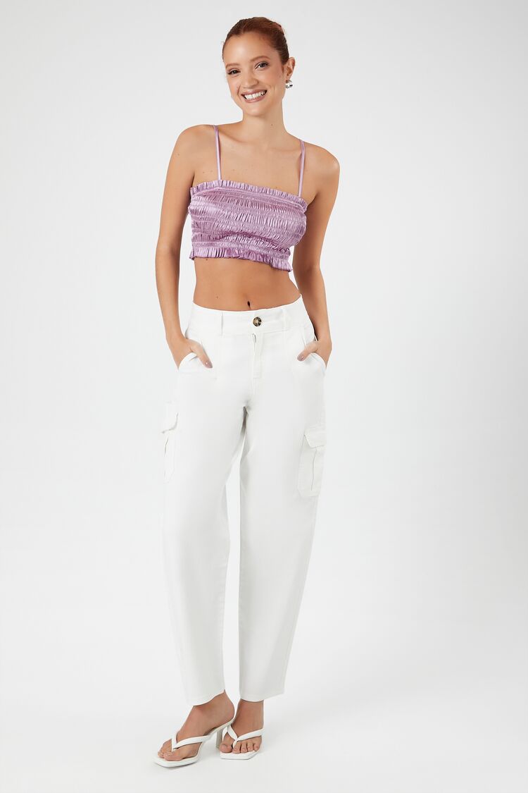 Smocked Satin Cropped Cami | Forever 21 Womens
