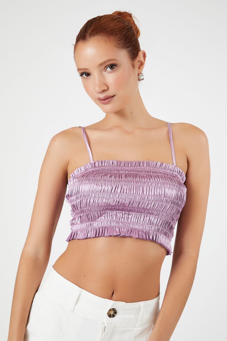 Smocked Satin Cropped Cami | Forever 21 Womens