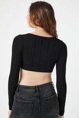 Sweater-Knit Keyhole Crop Top | Forever 21 Womens