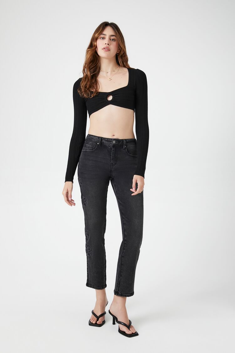 Sweater-Knit Keyhole Crop Top | Forever 21 Womens