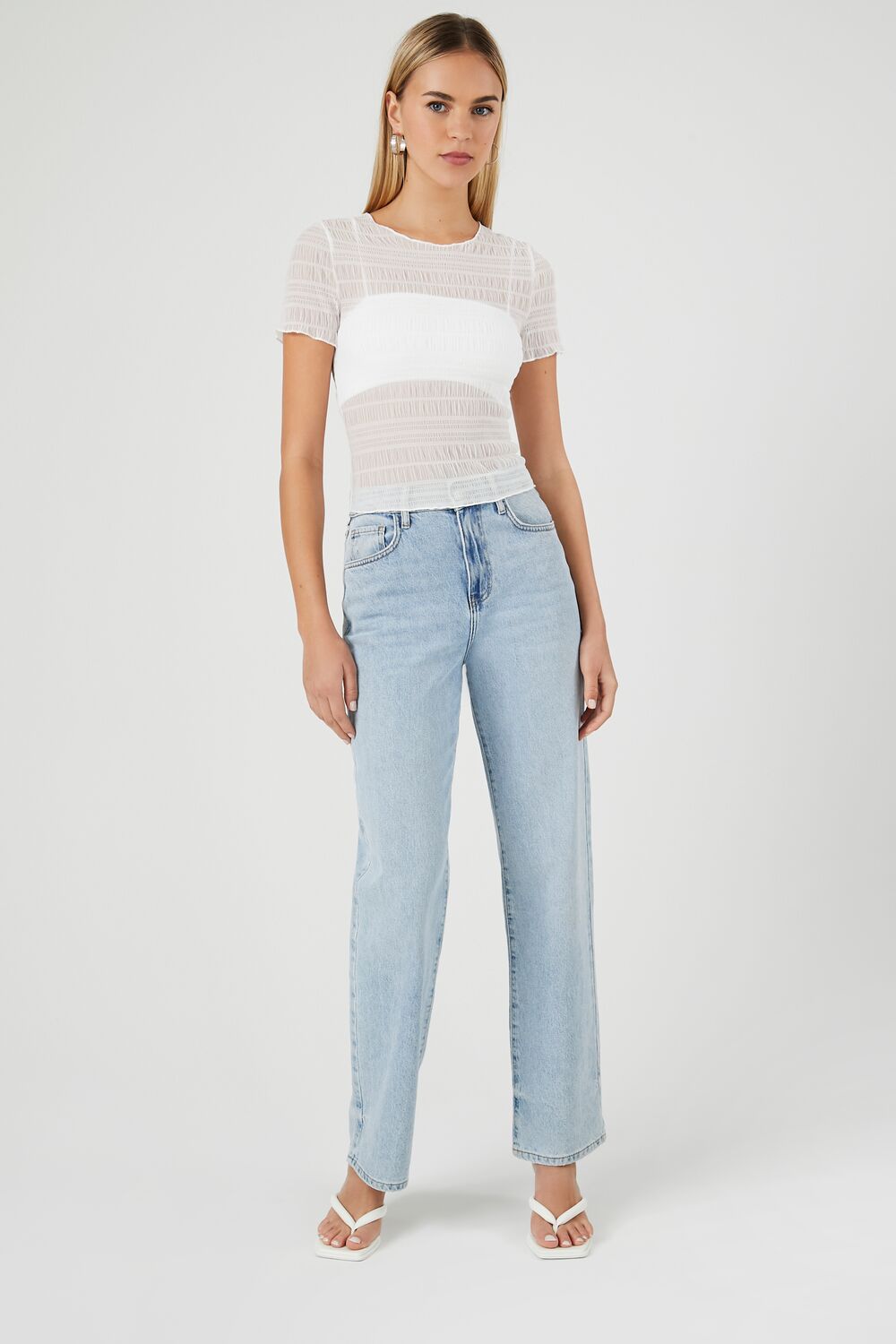 Sheer Mesh Lettuce-Edge Tee | Forever 21 Womens
