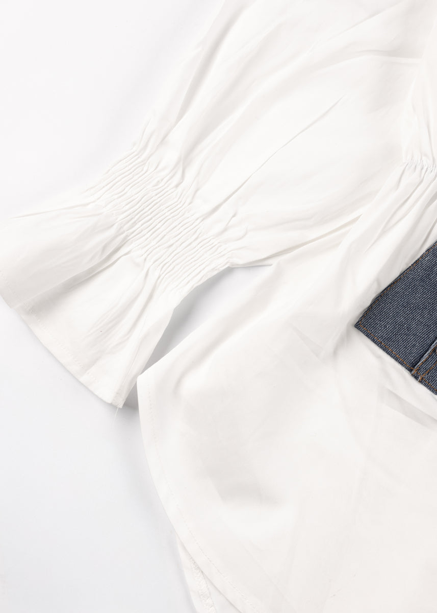 Poplin Faux Denim Corset Shirt | Forever 21 Womens