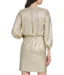 Longsleeve Pleated Neck Blouson Dress Champagne | Forever 21 Womens