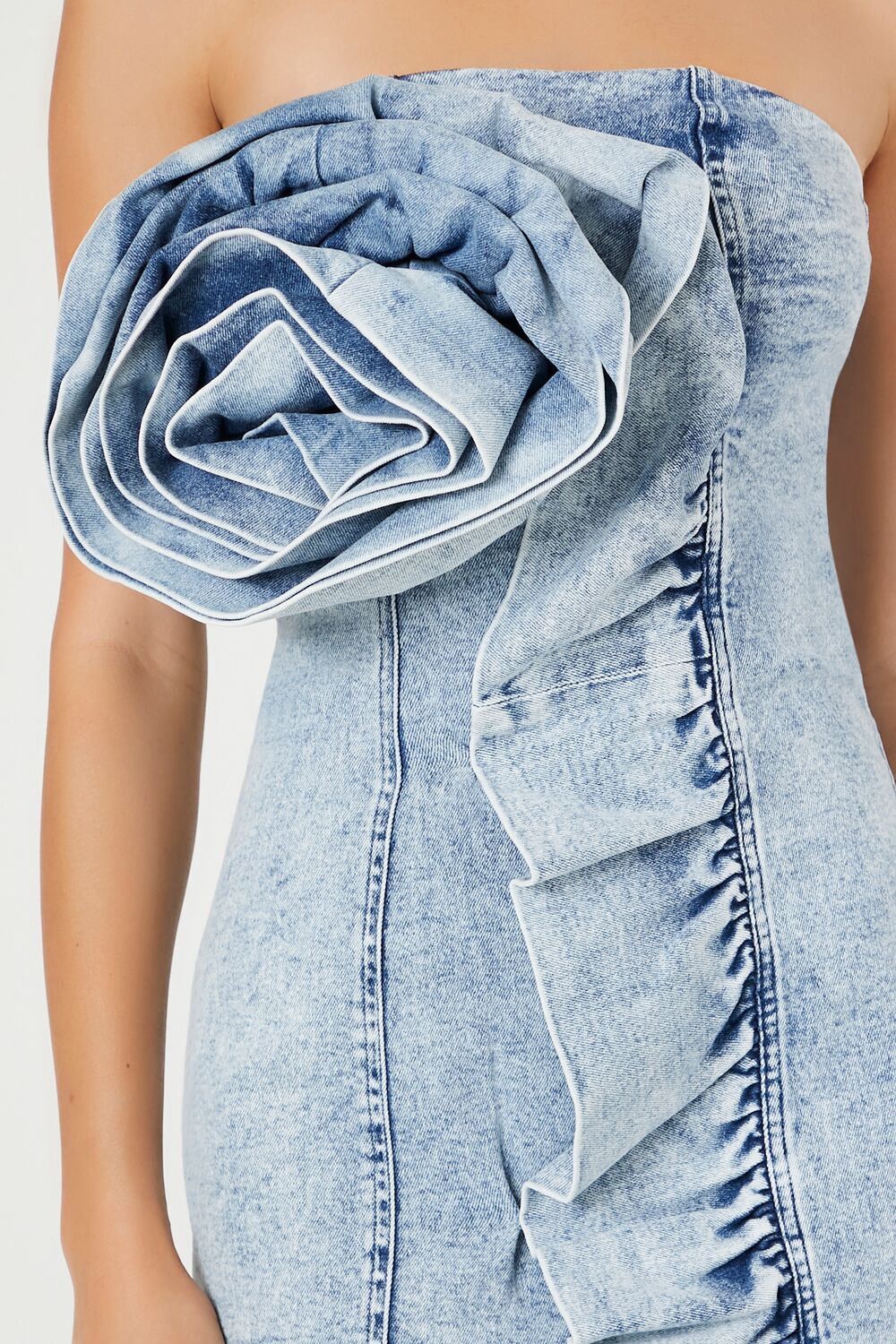 Rosette Denim Mini Tube Dress | Forever 21 Womens
