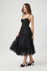 Tulle Ruffled Bustier Midi Dress | Forever 21 Womens