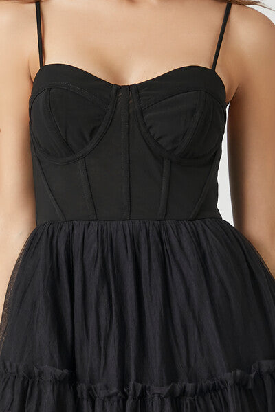 Tulle Ruffled Bustier Midi Dress | Forever 21 Womens
