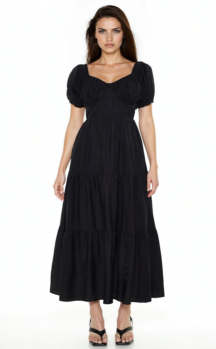 Tiered Puff-Sleeve Maxi Dress | Forever 21 Womens