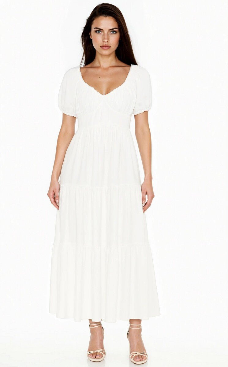 Tiered Puff-Sleeve Maxi Dress | Forever 21 Womens