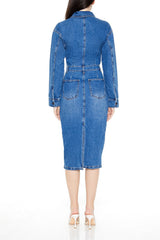 Denim Button-Front Midi Dress | Forever 21 Womens
