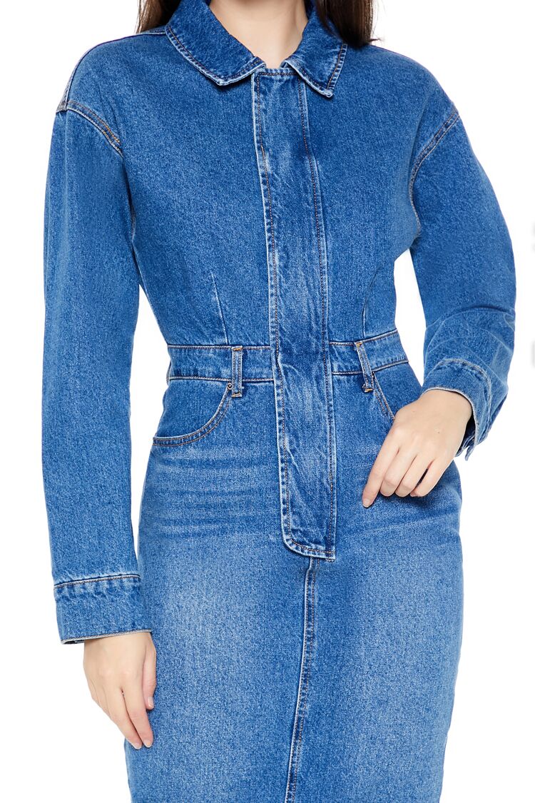 Denim Button-Front Midi Dress | Forever 21 Womens
