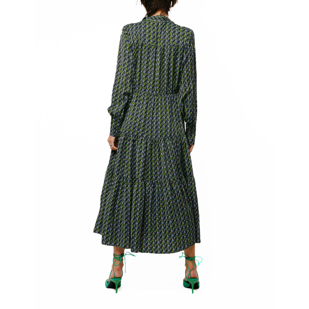 Zamara Tie Neck Long Sleeve Tier Maxi Dress | Forever 21 Womens
