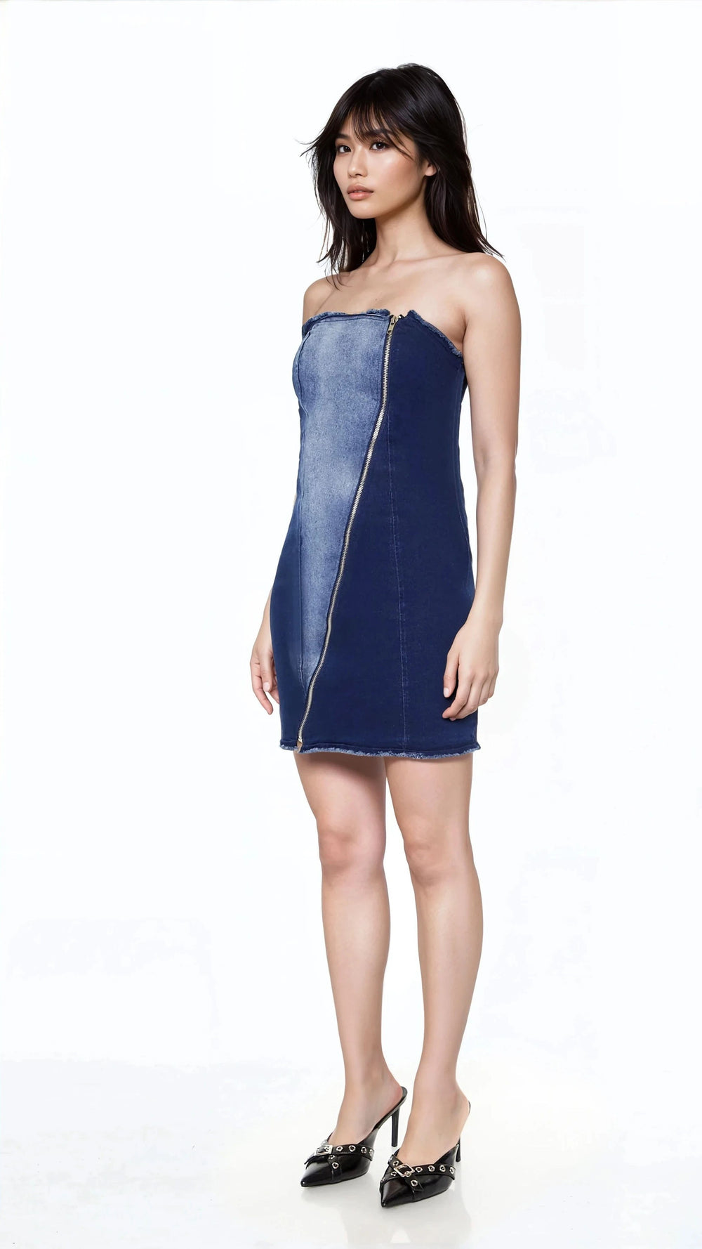 Zip-Up Denim Tube Mini Dress | Forever 21 Womens