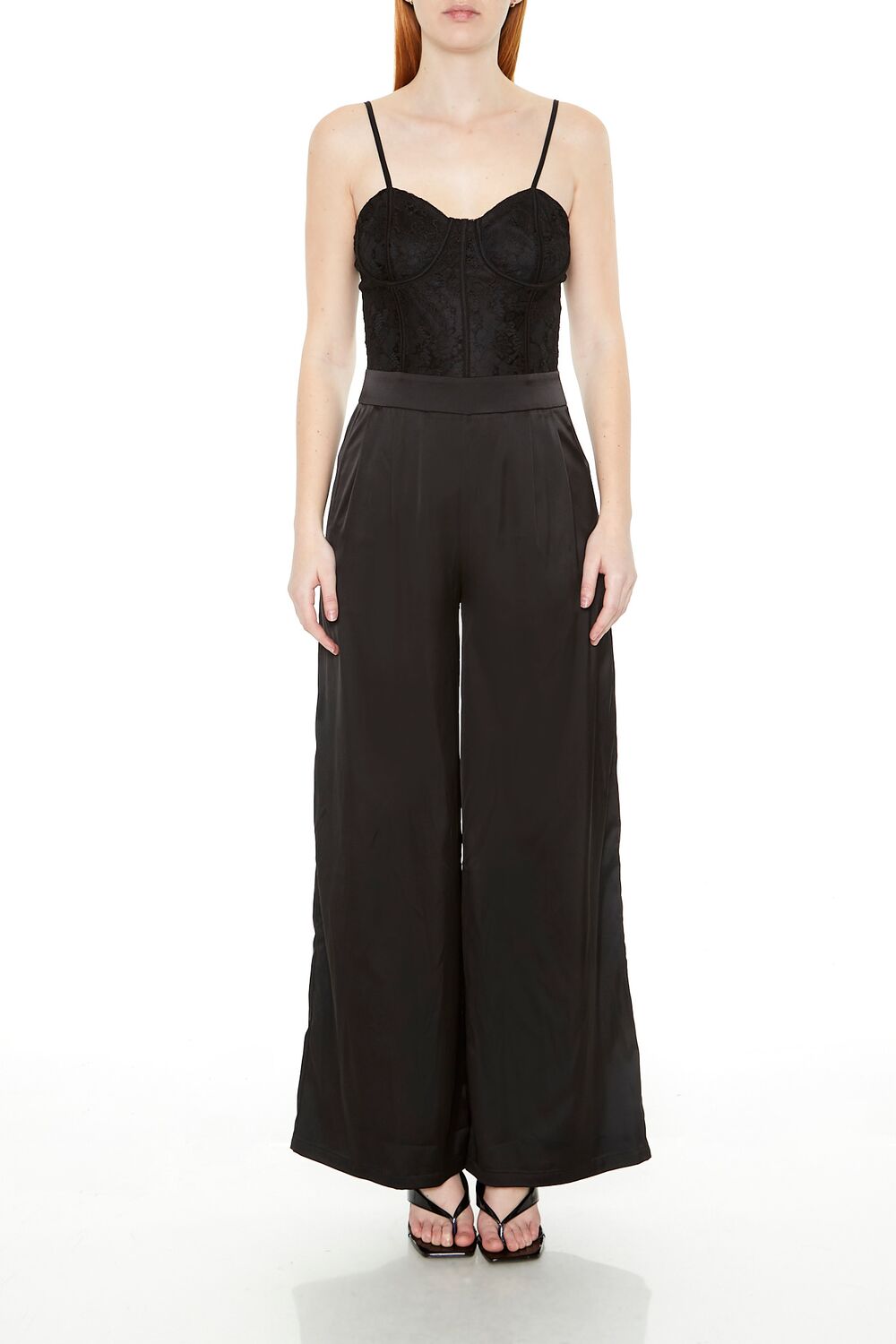 Satin & Lace Bustier Jumpsuit | Forever 21 Womens