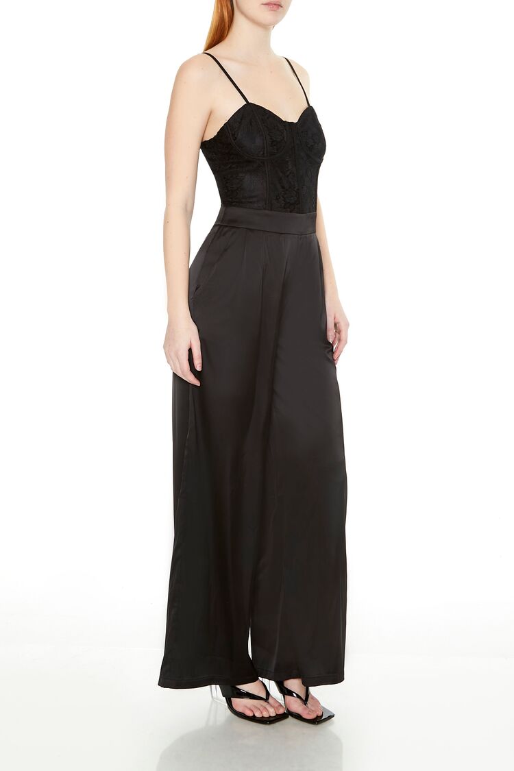 Satin & Lace Bustier Jumpsuit | Forever 21 Womens