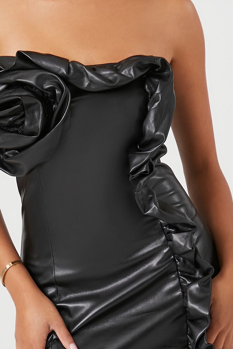 Faux Leather Rosette Tube Dress | Forever 21 Womens