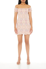 Smocked Ornate Print Mini Dress | Forever 21 Womens