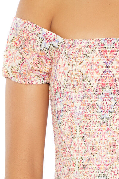Smocked Ornate Print Mini Dress | Forever 21 Womens