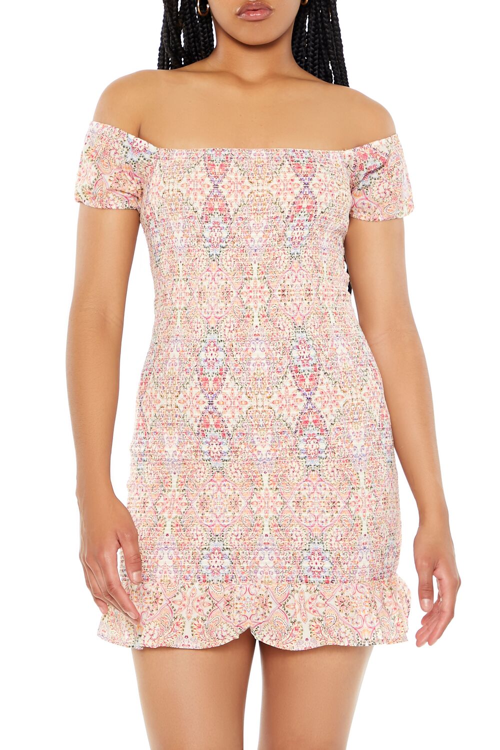 Smocked Ornate Print Mini Dress | Forever 21 Womens