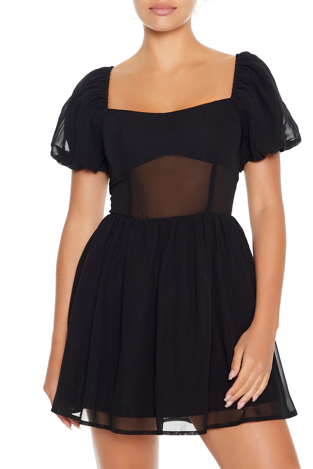 Puff-Sleeve Babydoll Mini Dress | Forever 21 Womens