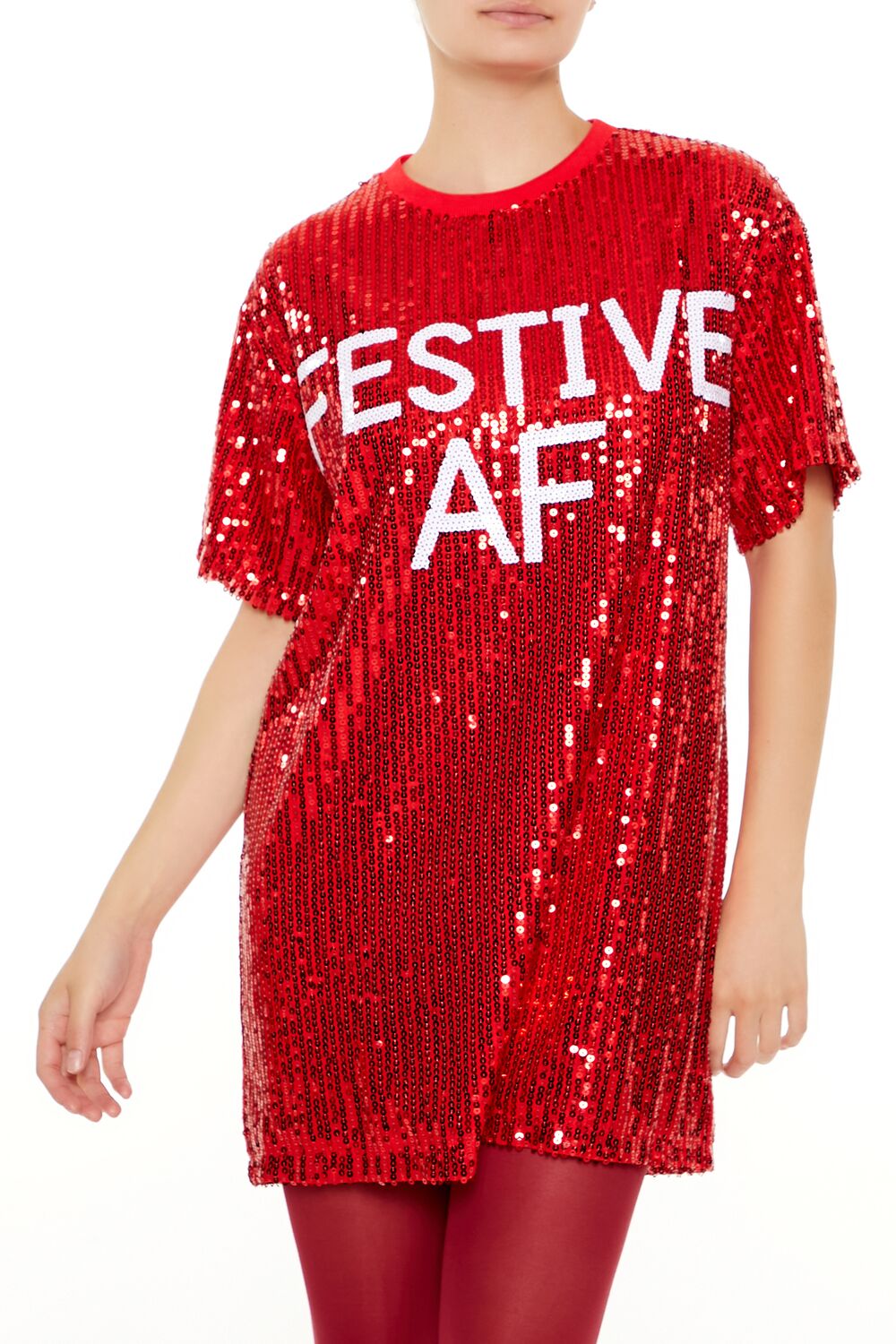 Sequin Festive AF T-Shirt Dress | Forever 21 Womens