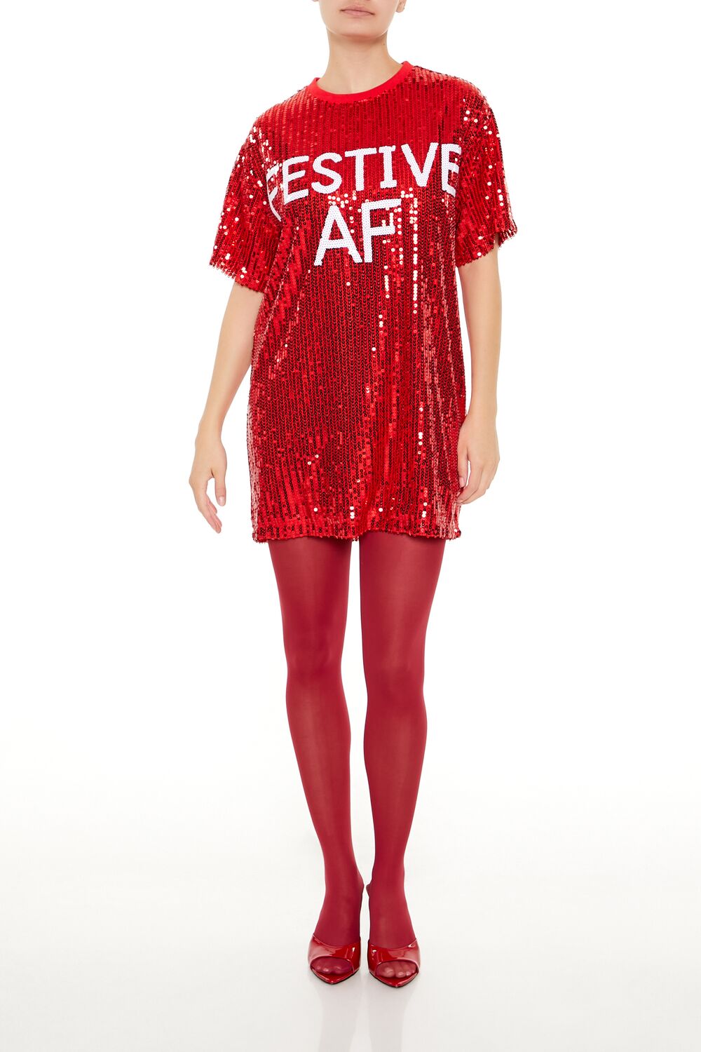 Sequin Festive AF T-Shirt Dress | Forever 21 Womens