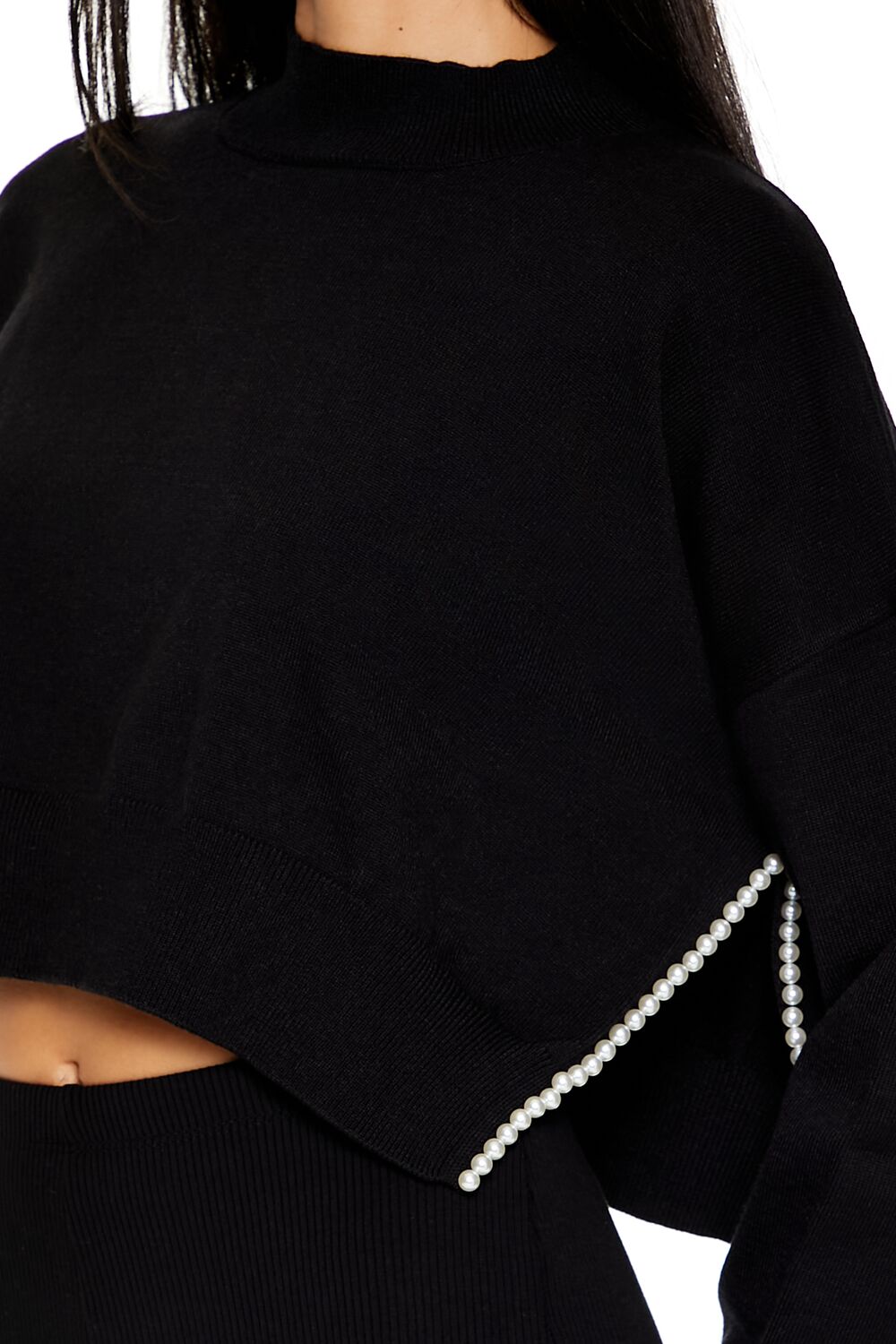 Faux Pearl-Trim Cropped Sweater | Forever 21 Womens