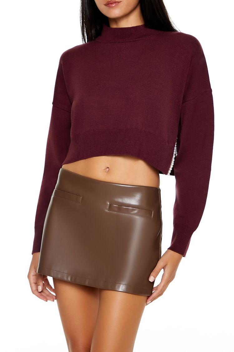 Faux Pearl-Trim Cropped Sweater | Forever 21 Womens
