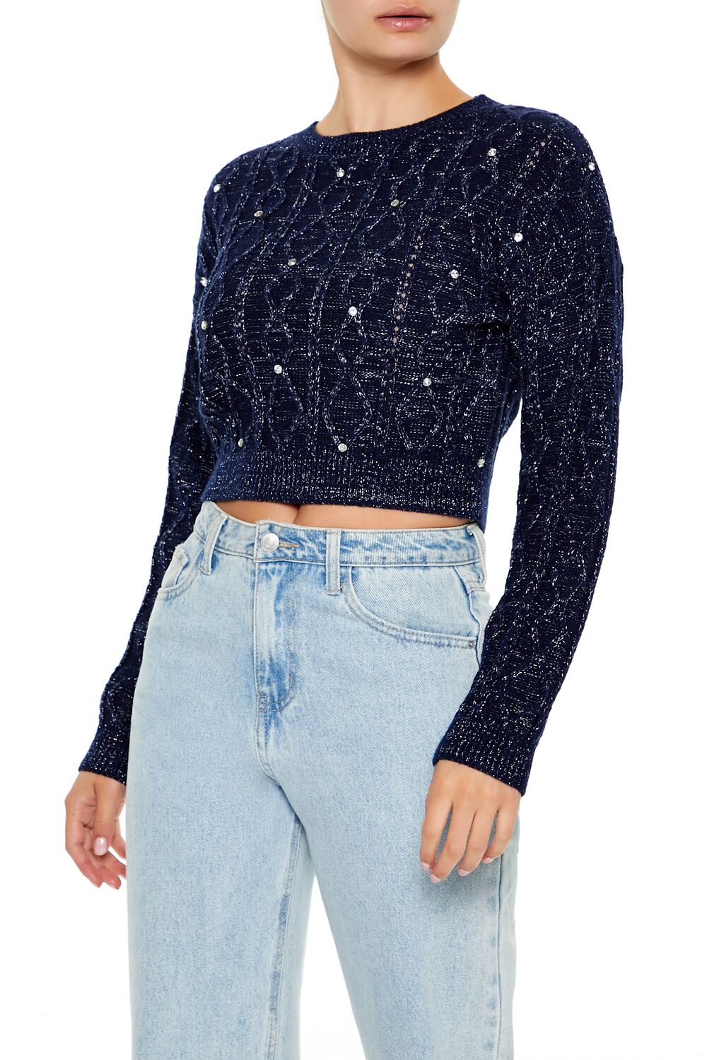 Glitter Knit Rhinestone Sweater | Forever 21 Womens